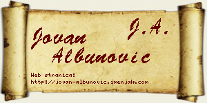 Jovan Albunović vizit kartica